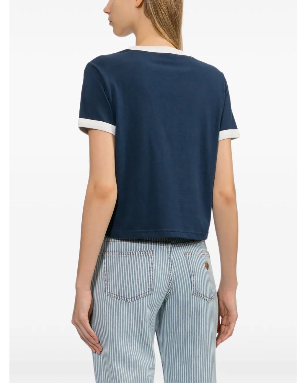 AAPE BY A BATHING AP Blue Contrast-Trim Graphic T-Shirt