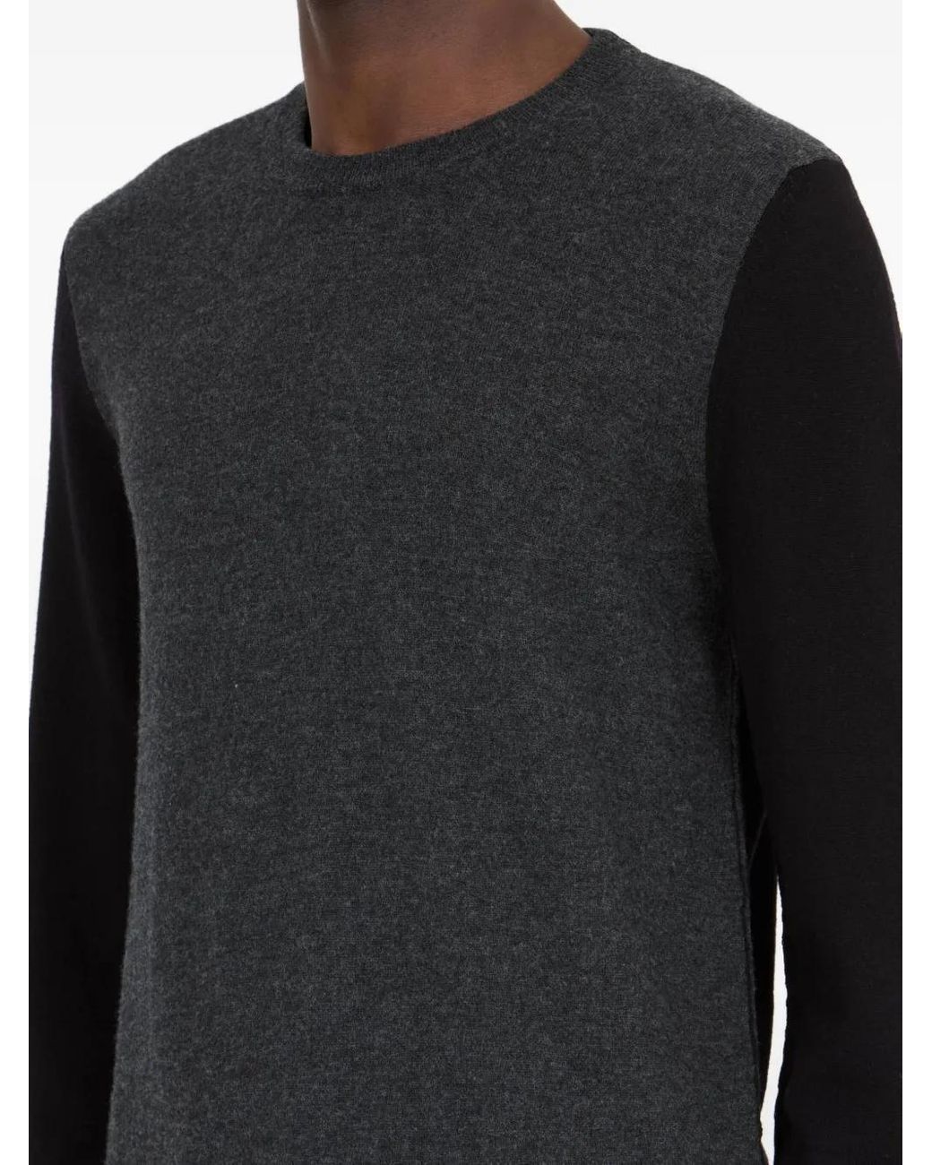 Maison Margiela Black Two-Tone Wool Crewneck T-Shirt for men