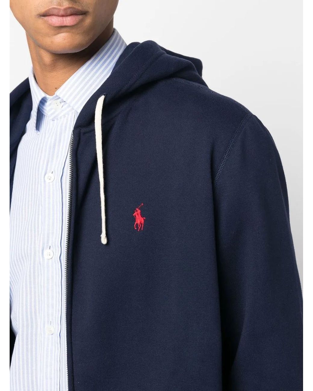 Polo Ralph Lauren Blue Cotton-Blend Zip Hoodie for men