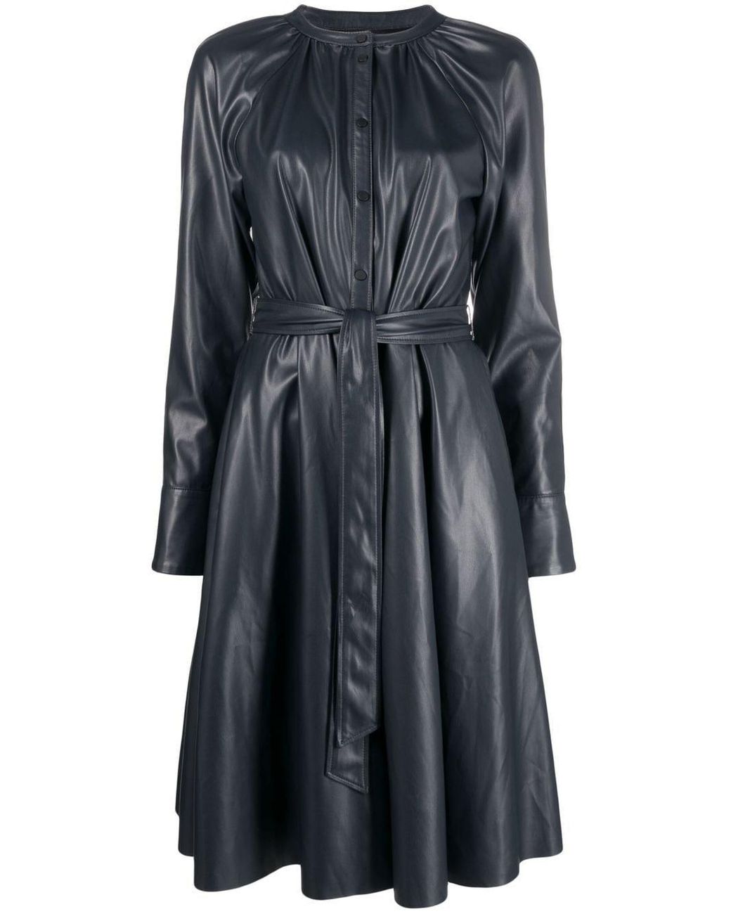 Karl Lagerfeld Faux-leather Belted Midi Dress in Blue | Lyst Canada