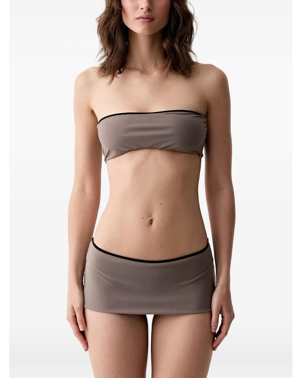 MM6 by Maison Margiela Black Contrast-Trim Bandeau Bikini