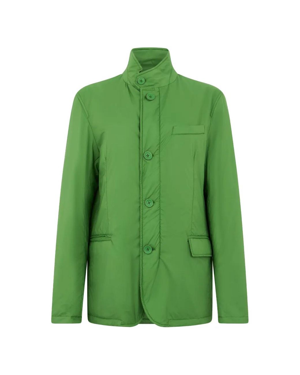 Herno Green Button-Fastening High-Neck Jacket for men