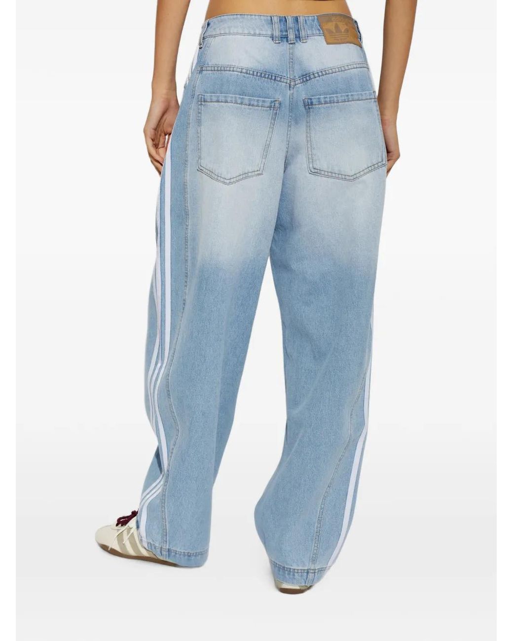 Adidas Blue Side-Stripe Tapered Jeans