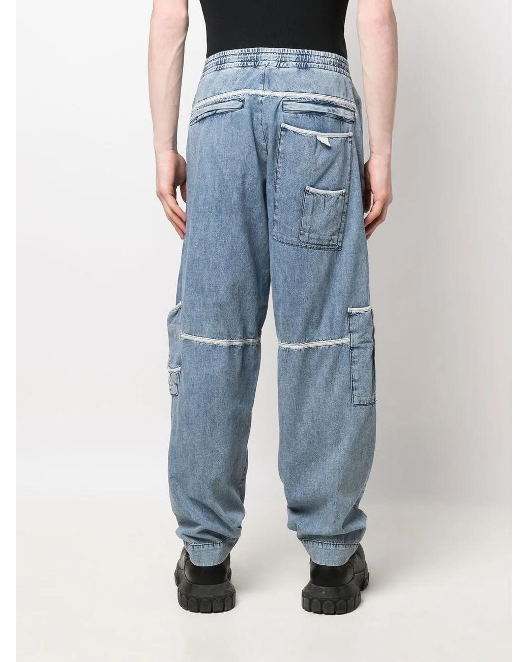 DIESEL Blue Wide Leg Cargo Distressed Jeans for men