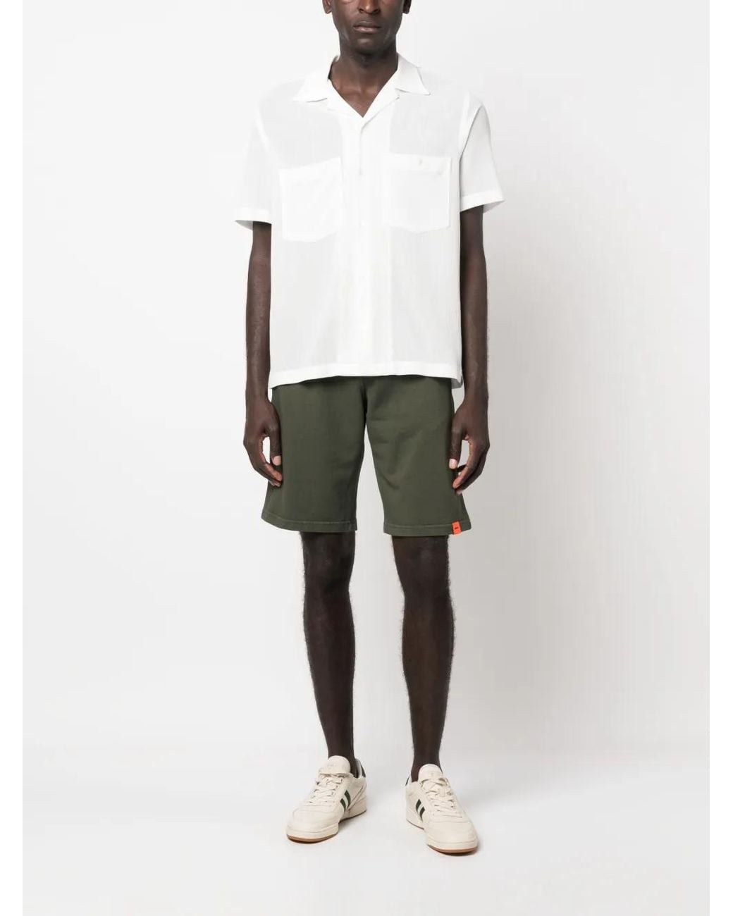 Aspesi Green Logo-Patch Drawstring-Waistband Shorts for men