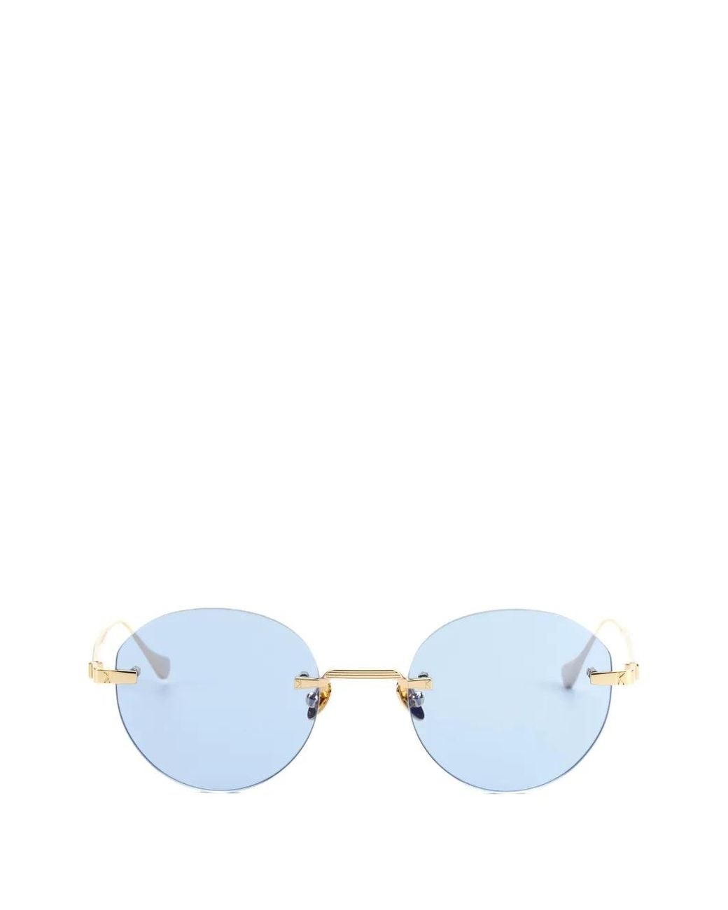 Kyme Blue Charles Rimless Round-Frame Sunglasses