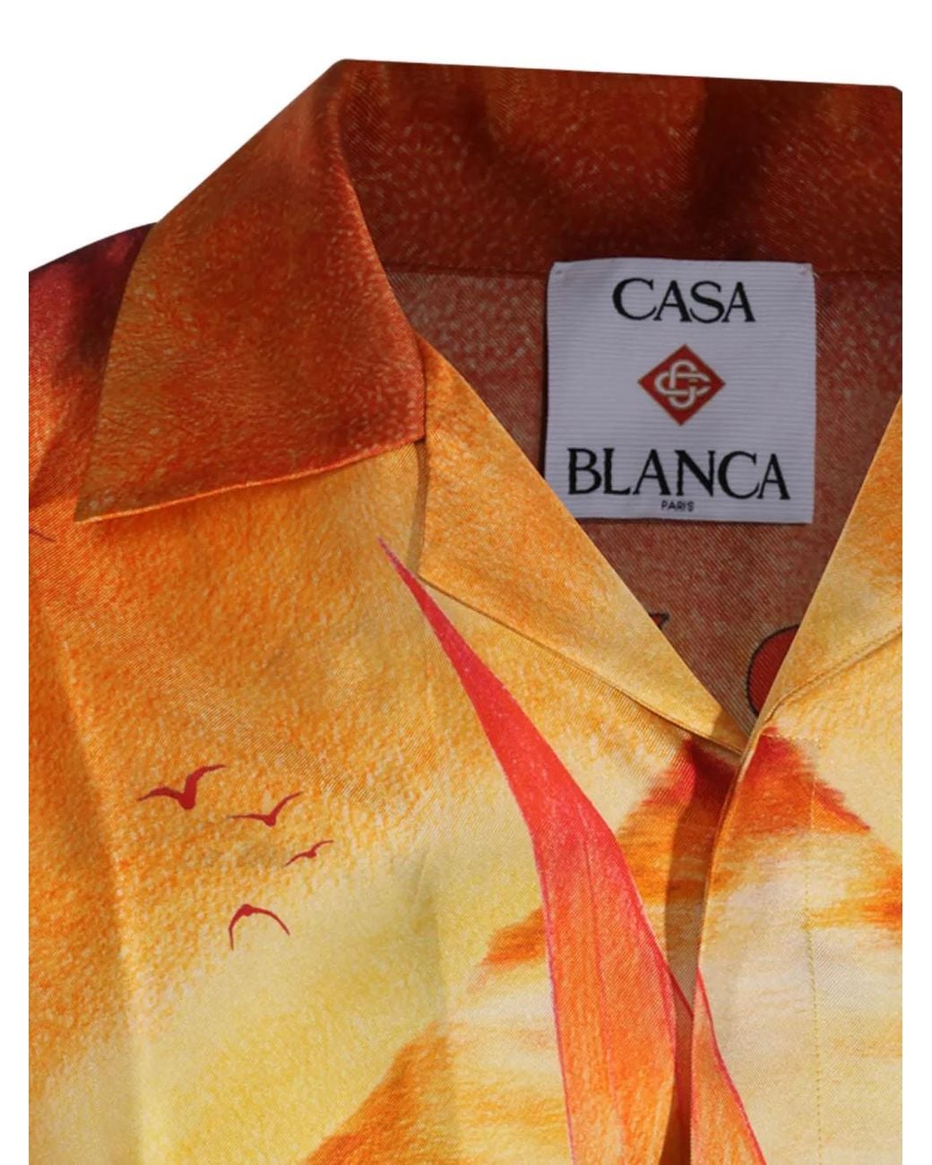 Casablanca Orange Graphic-Print Silk Shirt for men