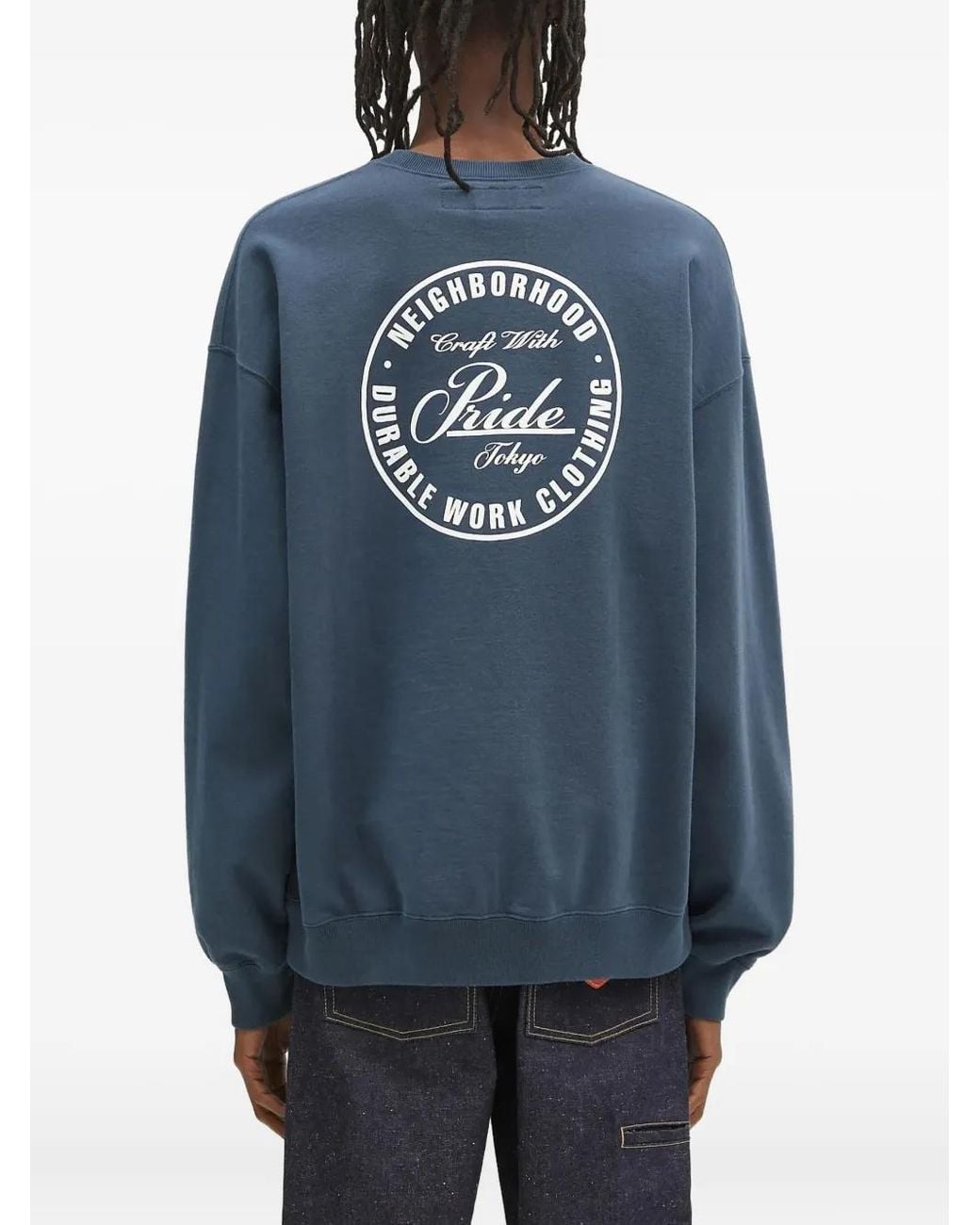 Neighborhood Blue Crew Neck Logo Sweatshirt for men