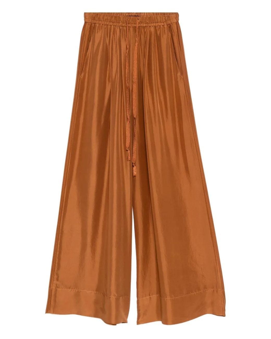 Forte_forte Brown Drawstring Satin Trousers