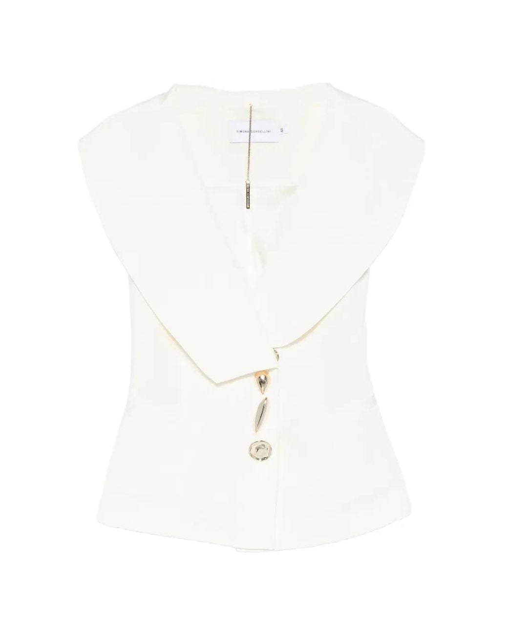 SIMONA CORSELLINI White Sculpted-Button Waistcoat