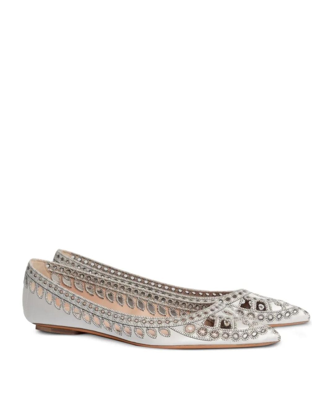Alberta Ferretti White Cut-Out Ballet Flats