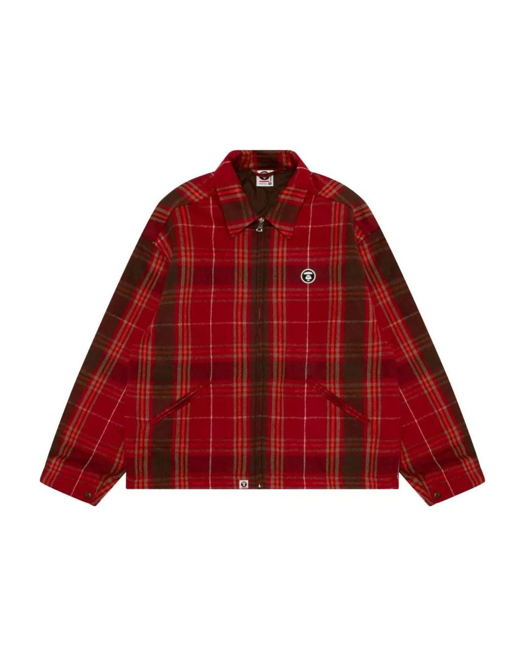 Aape By A Bathing Ape Red Plaid Zip Jacket for men