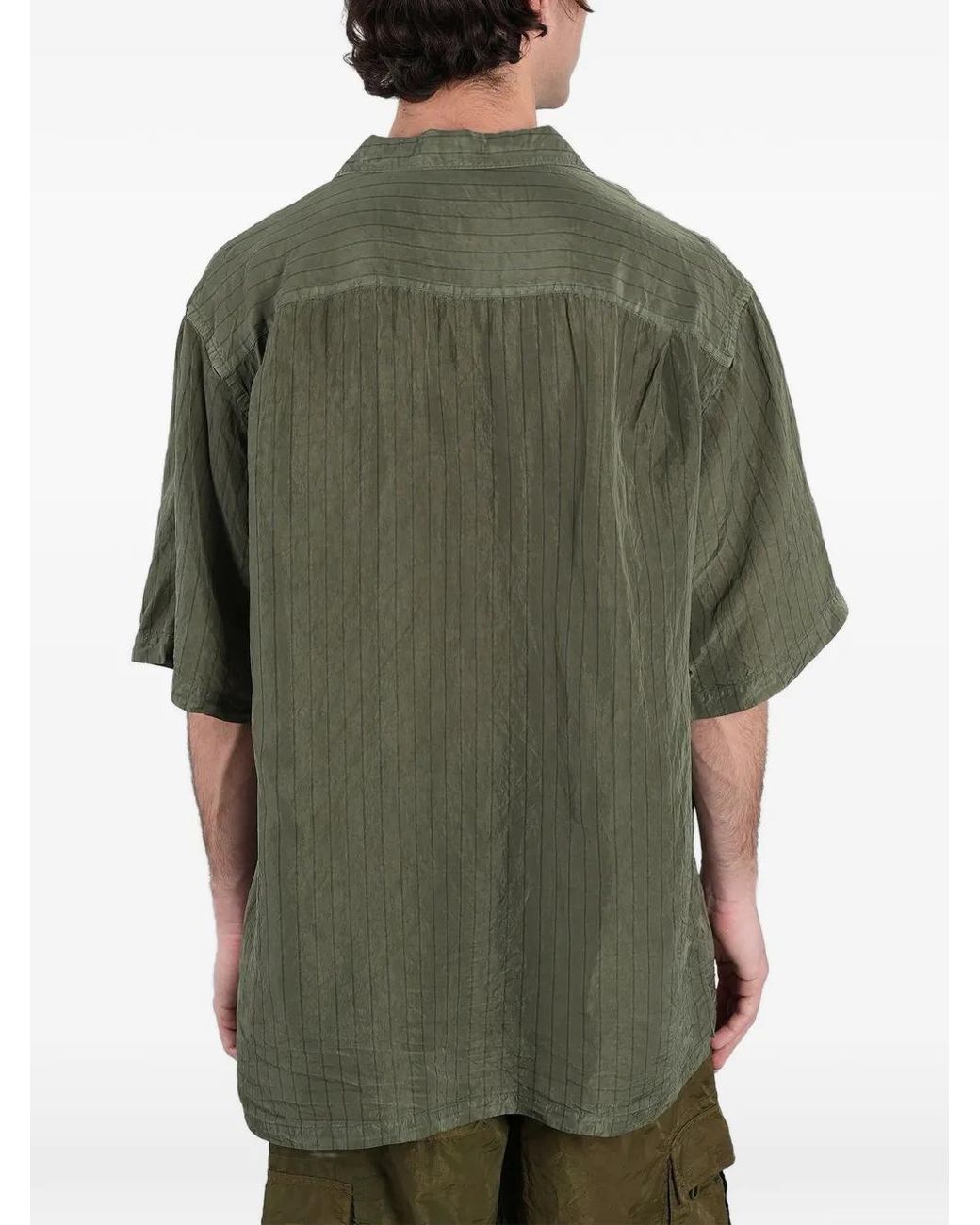 Comme des Garçons Green Pinstripe Short-Sleeve Shirt for men