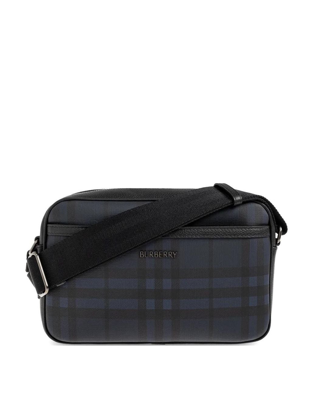 Burberry Black City Check Messenger Bag for men