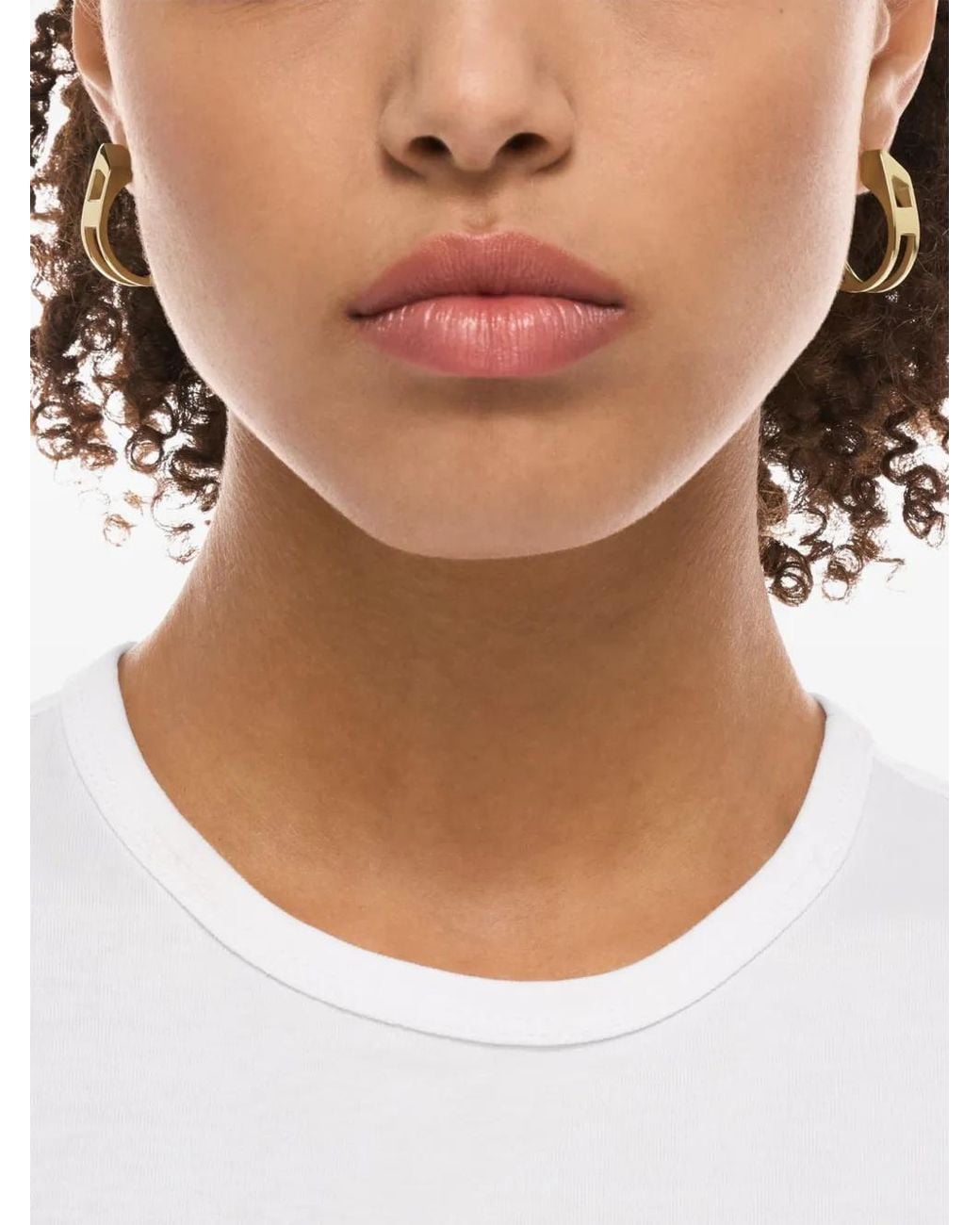DIESEL Metallic Tone Stainless Steel Hoop Earrings