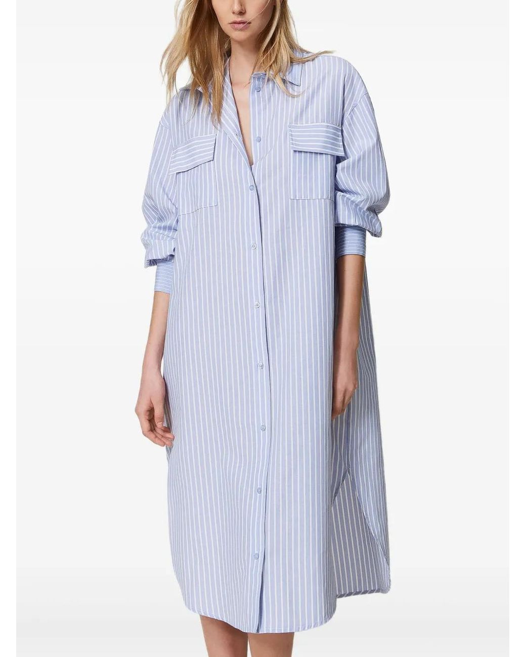 Twinset Blue Striped Shirtdress