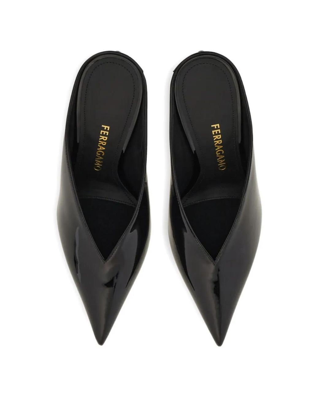 Ferragamo Black S-Shaped Heel Mules