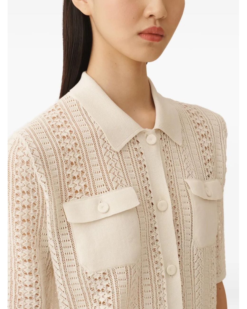 Fabiana Filippi White Pocket Knitted Shirt