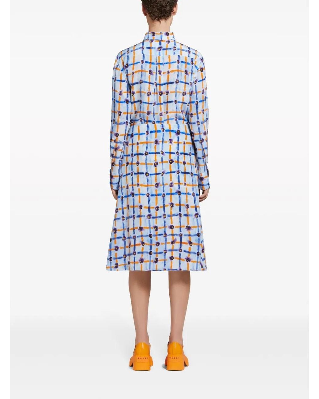 Marni Blue Saraband Print Midi Skirt