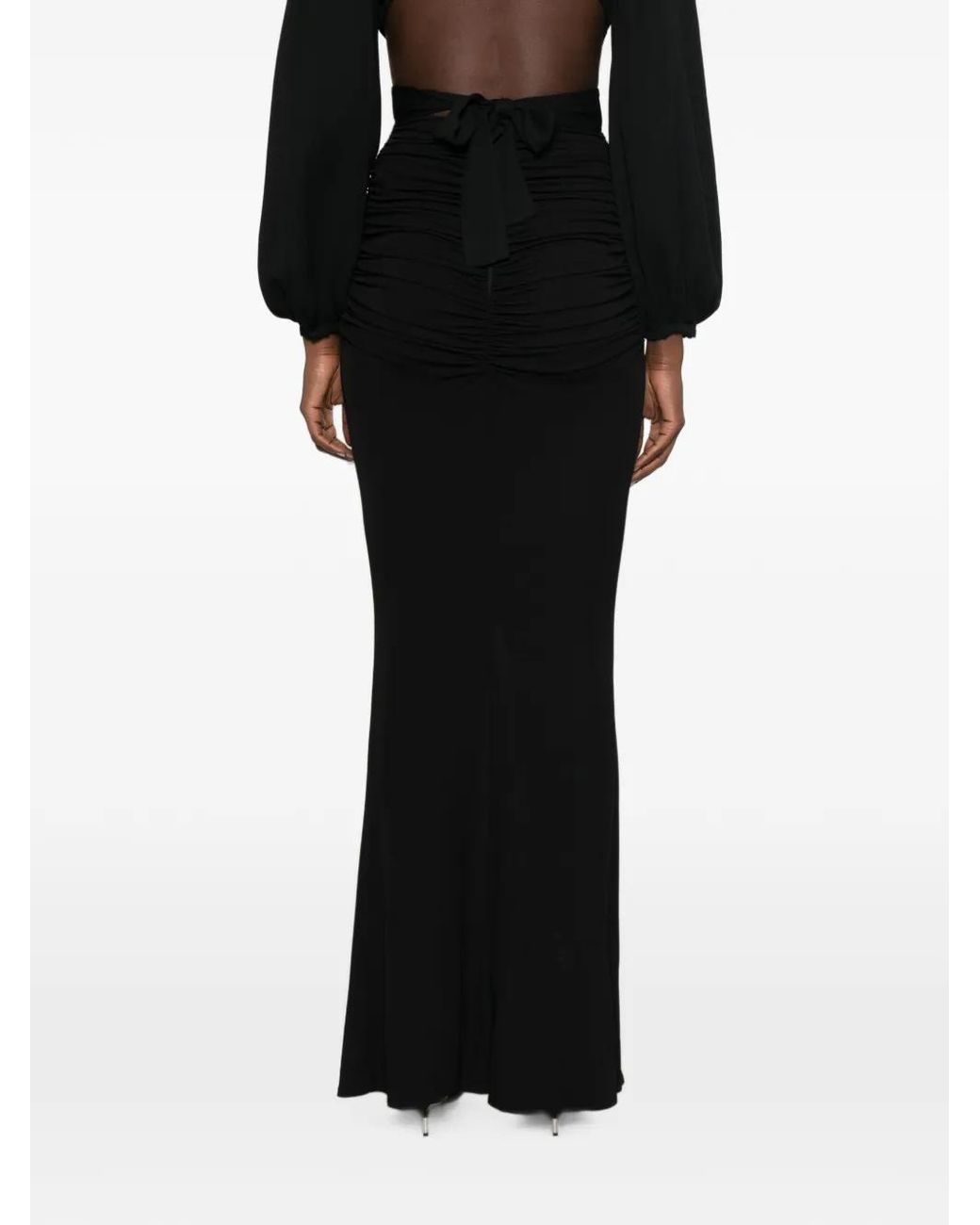 Elisabetta Franchi Black Ruched Logo-Plaque Skirt