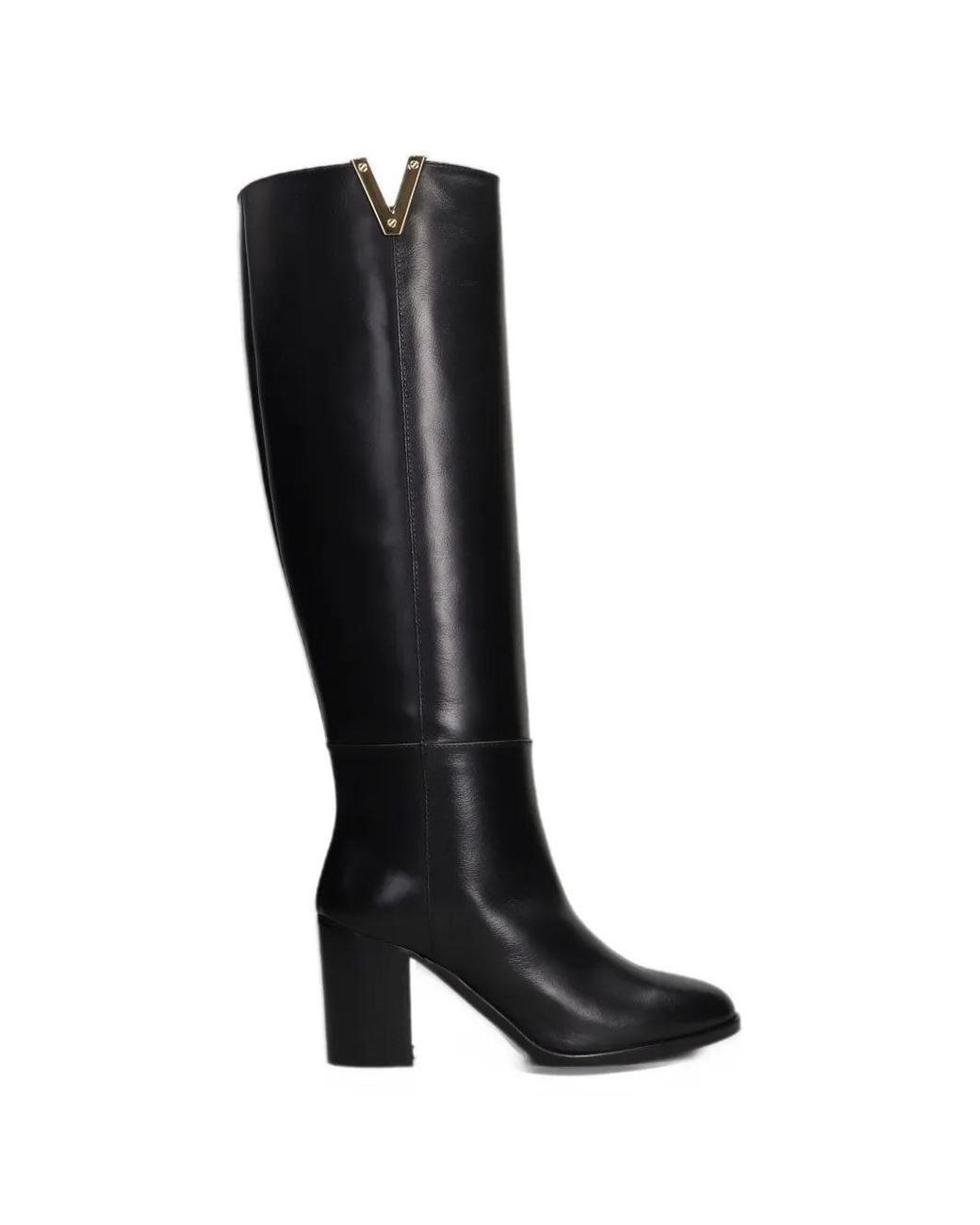 Via Roma 15 Black Logo-Plaque Leather Boots