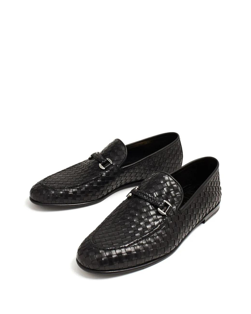 Neil Barrett Black Woven Leather Loafers for men