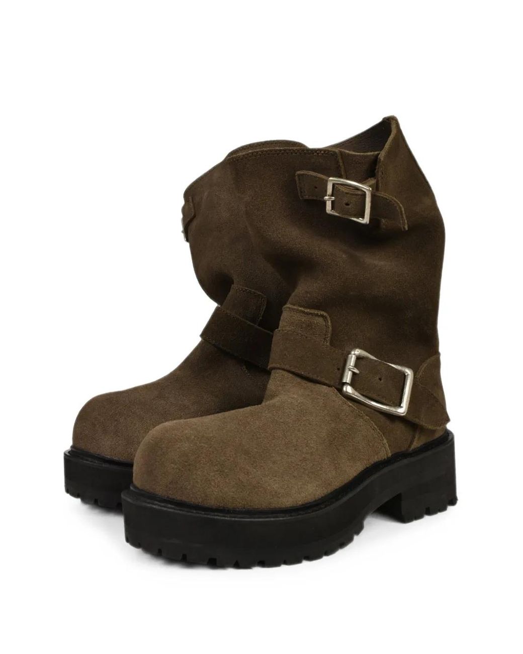 FILTH Brown Buckle-Strap Leather Boots for men