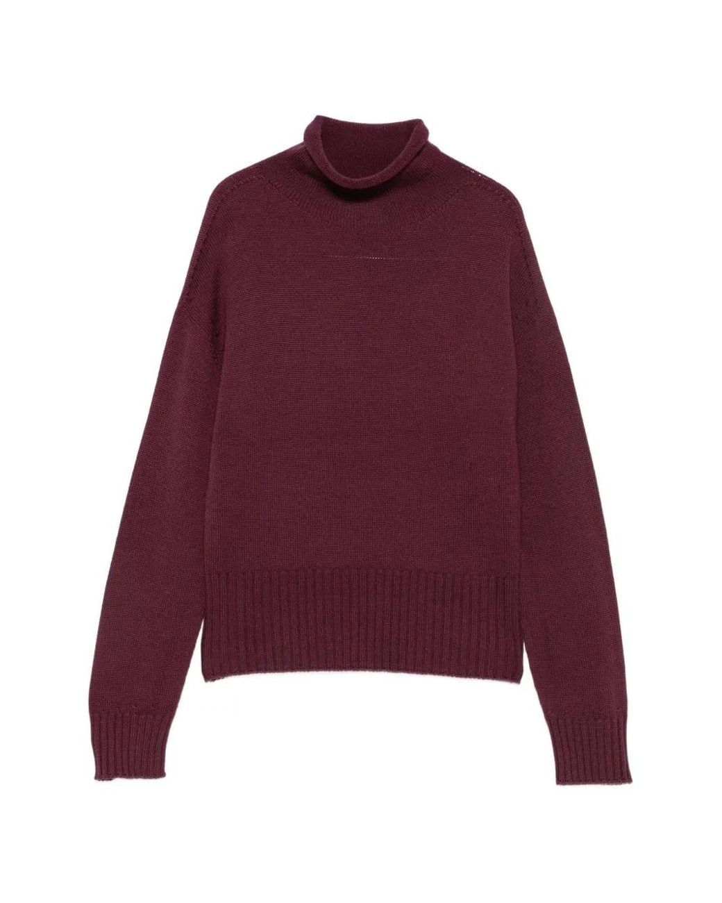 AROVESCIO Purple Ribbed-Trim Roll-Neck Sweater