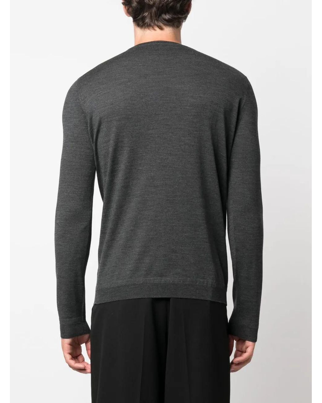 GOES BOTANICAL Black Crew-Neck Merino-Wool Jumper for men