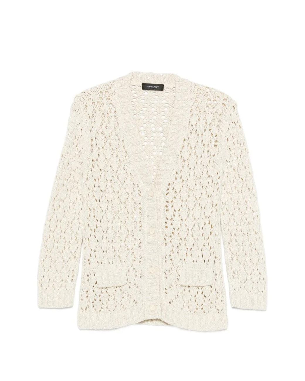 Fabiana Filippi White Cotton V-Necked Cardigan
