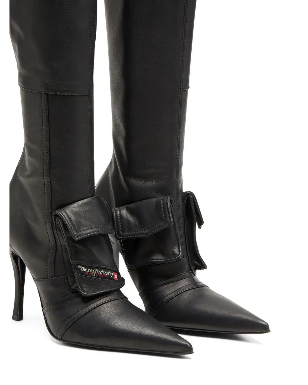 DIESEL Black D-Venus Pocket Leather Knee-High Boots