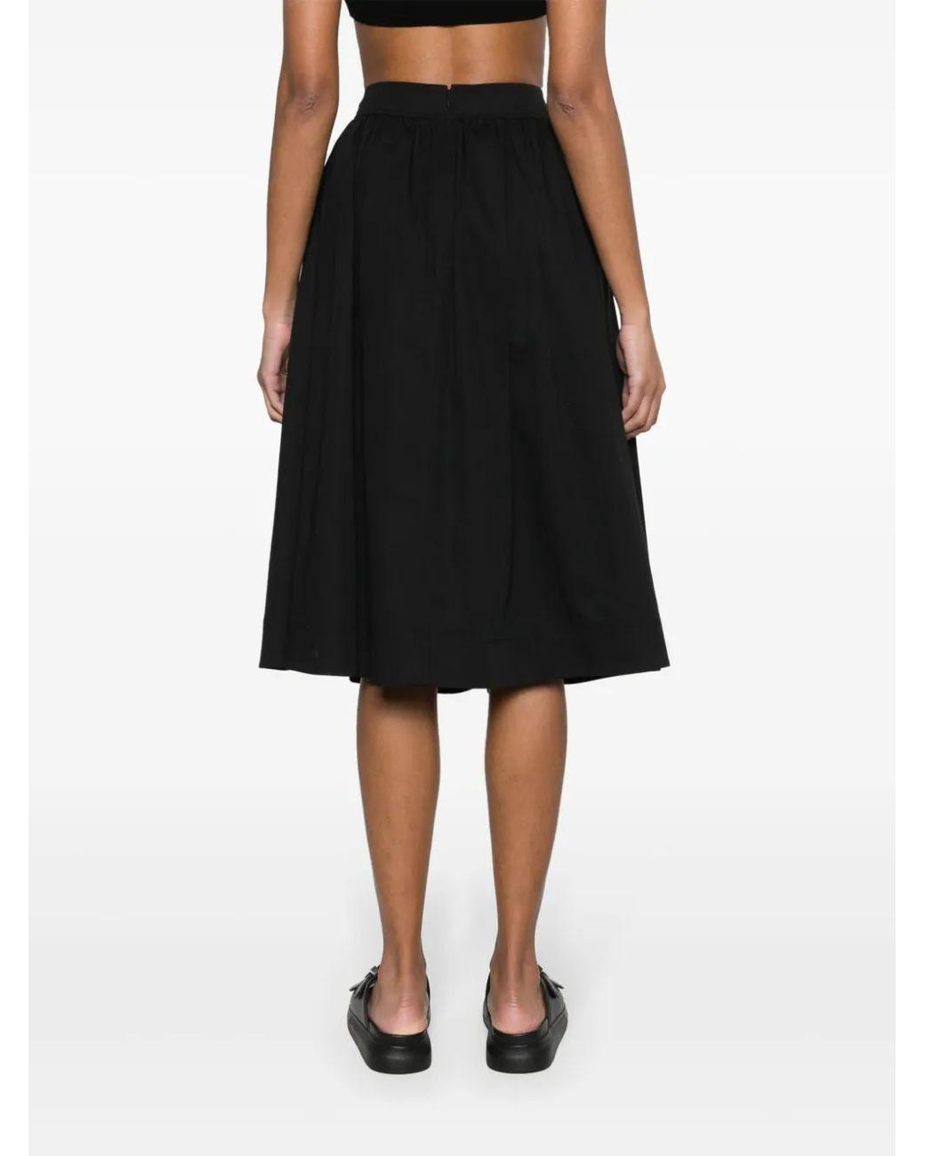 Moschino Black Heart-Charm Ruched Midi Skirt