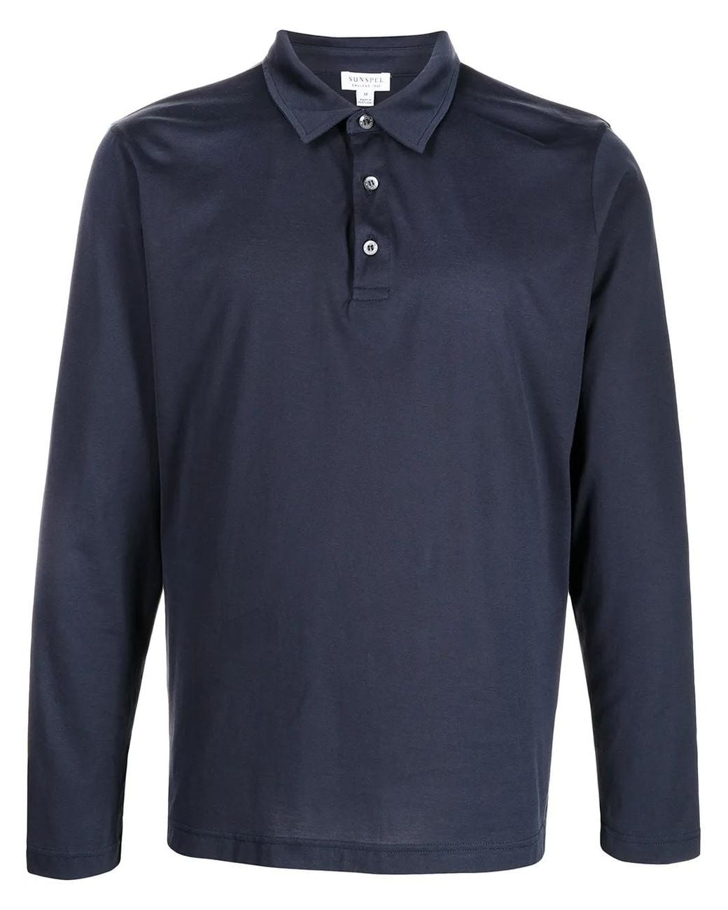 Sunspel Blue Button-Up Long-Sleeved Polo Shirt for men