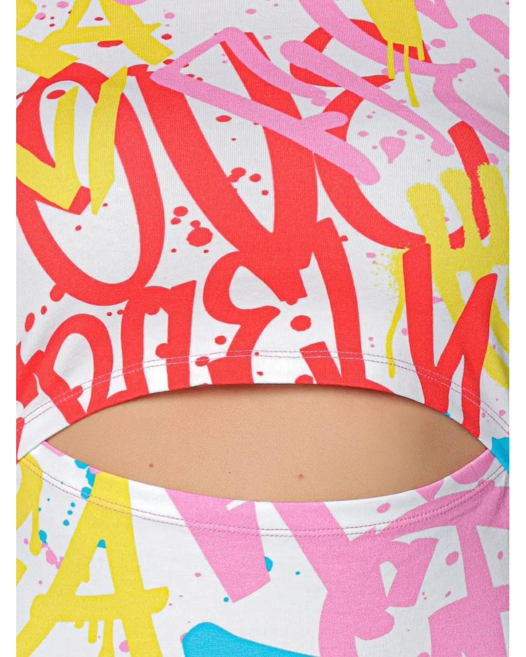 Chiara Ferragni Gray Graffiti-Print Cut-Out Mini Dress