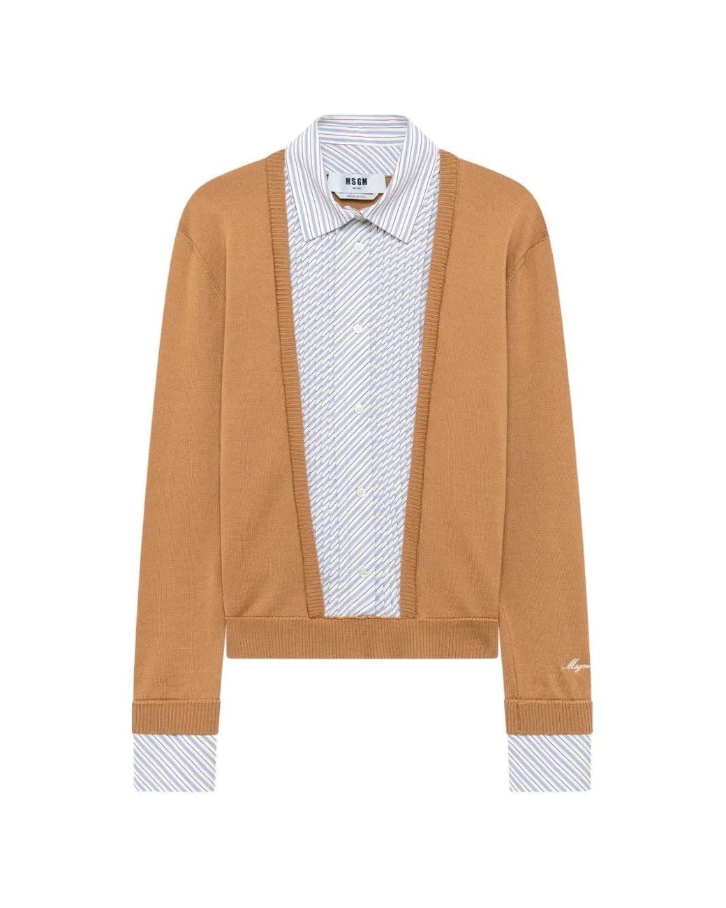 MSGM Brown Layered-Effect Cardigan