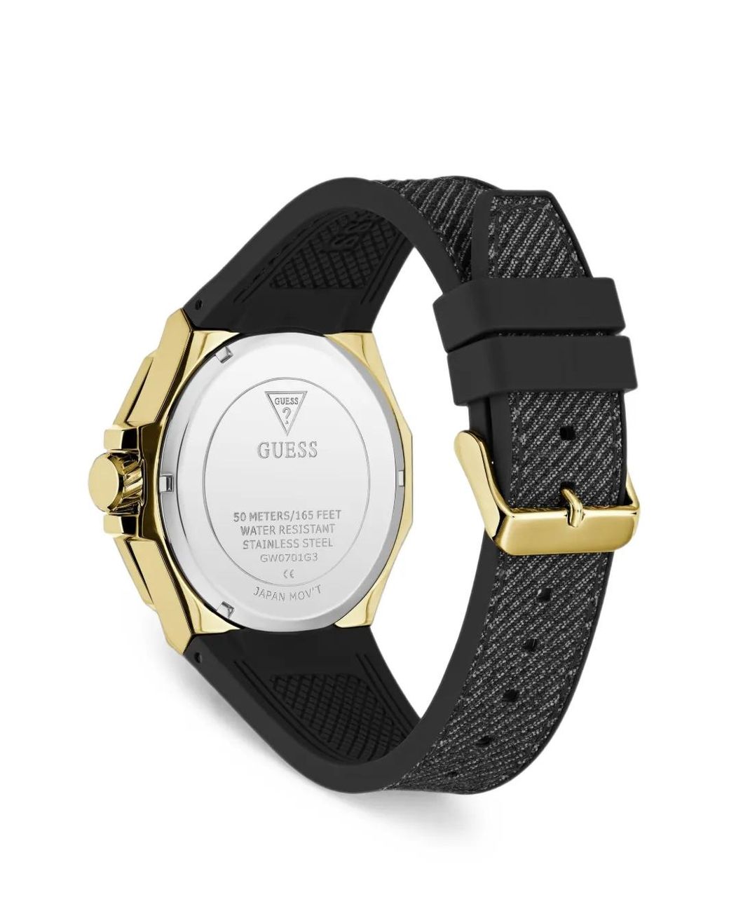 Guess Black Montre Energy 45 Mm À Ornements En Cristal for men