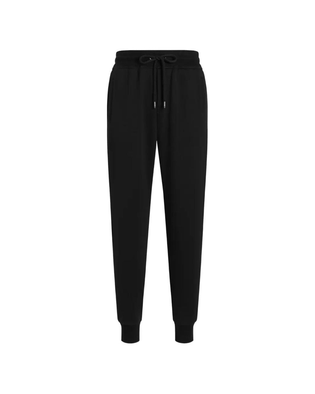 Dolce & Gabbana Black Jersey Trousers With Patch for men