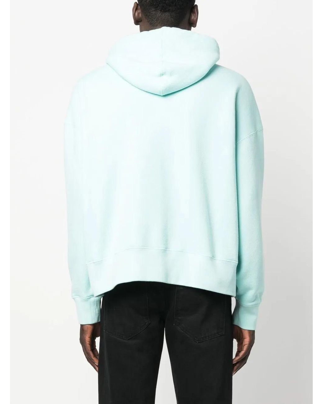 Palm Angels Blue Bear-Print Organic Cotton Hoodie for men