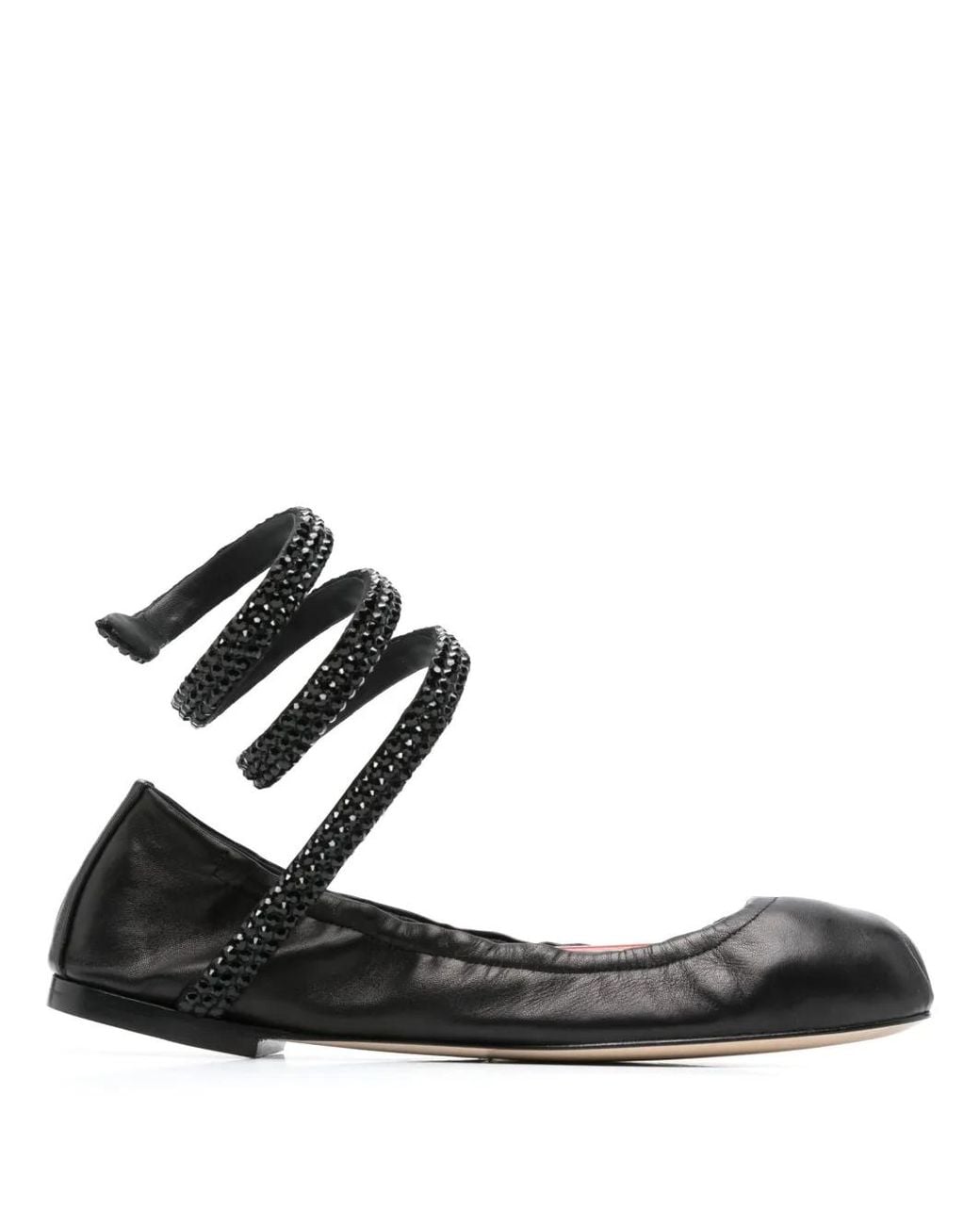 Rene Caovilla Black Cleo Crystal-Embellished Ballerina Shoes