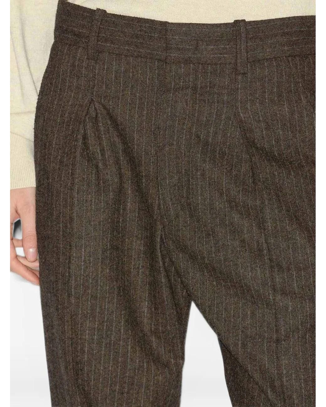 Isabel Marant Gray Wide-Leg Trousers With Vertical Pinstripes