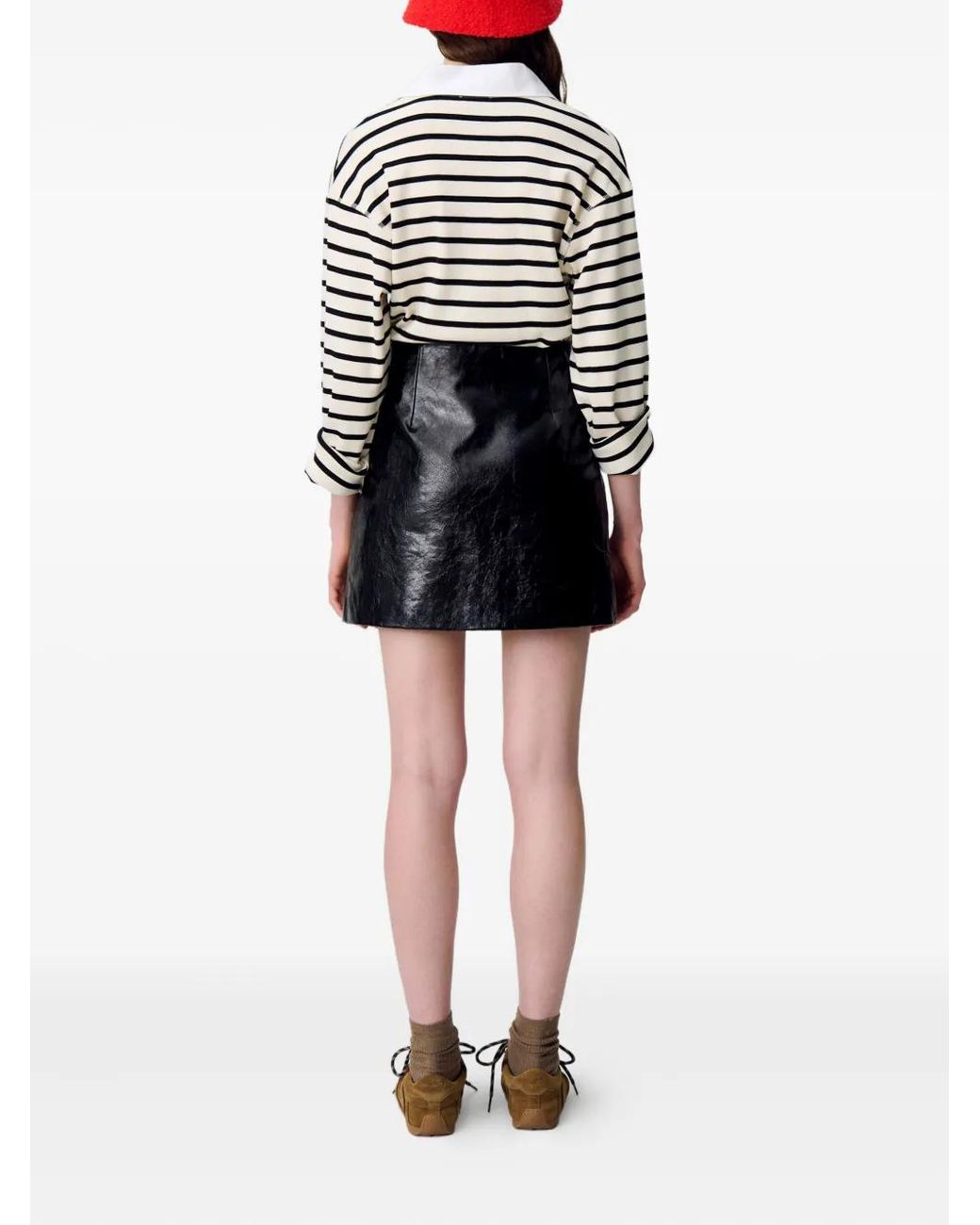 Jupe En Cuir À Détail De Poche Claudie Pierlot en coloris Black