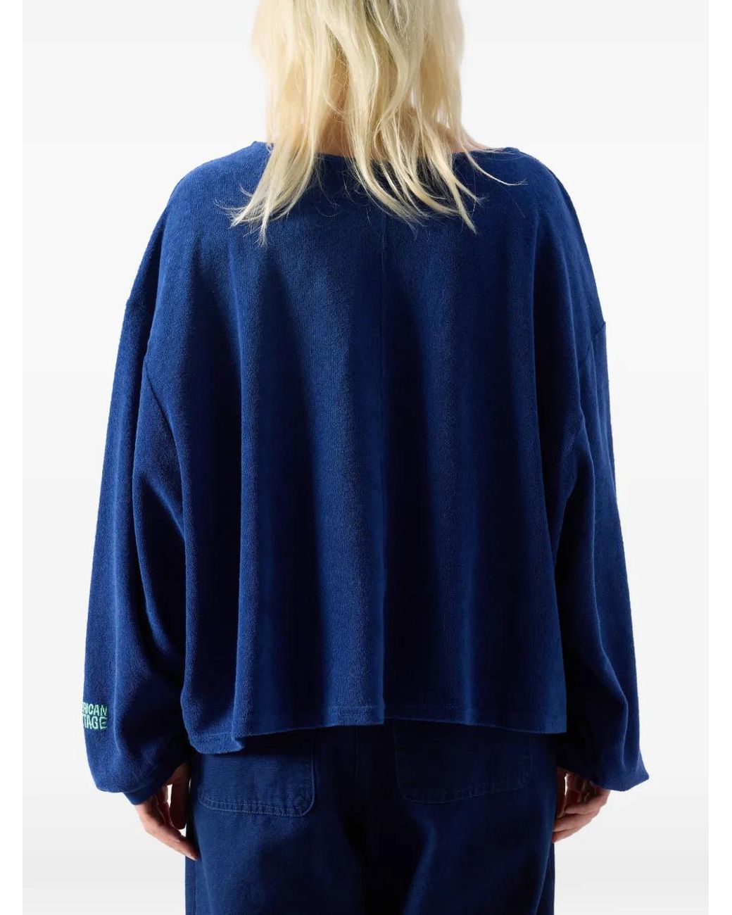 American Vintage Fuxow Katoenen Sweater Met Lange Mouwen in het Blue