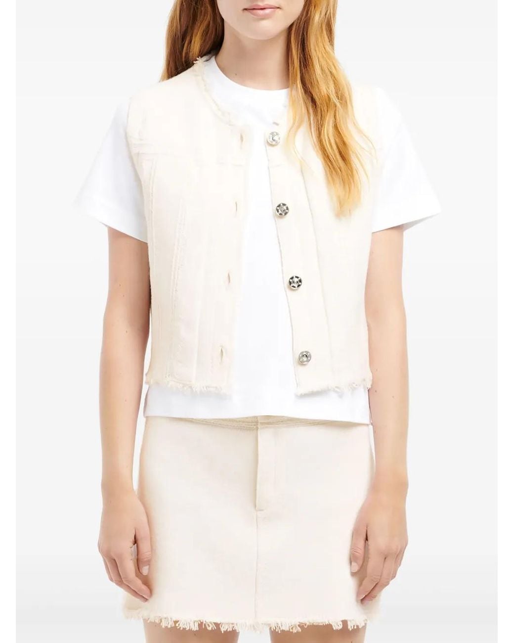 Barrie White Frayed Denim Vest