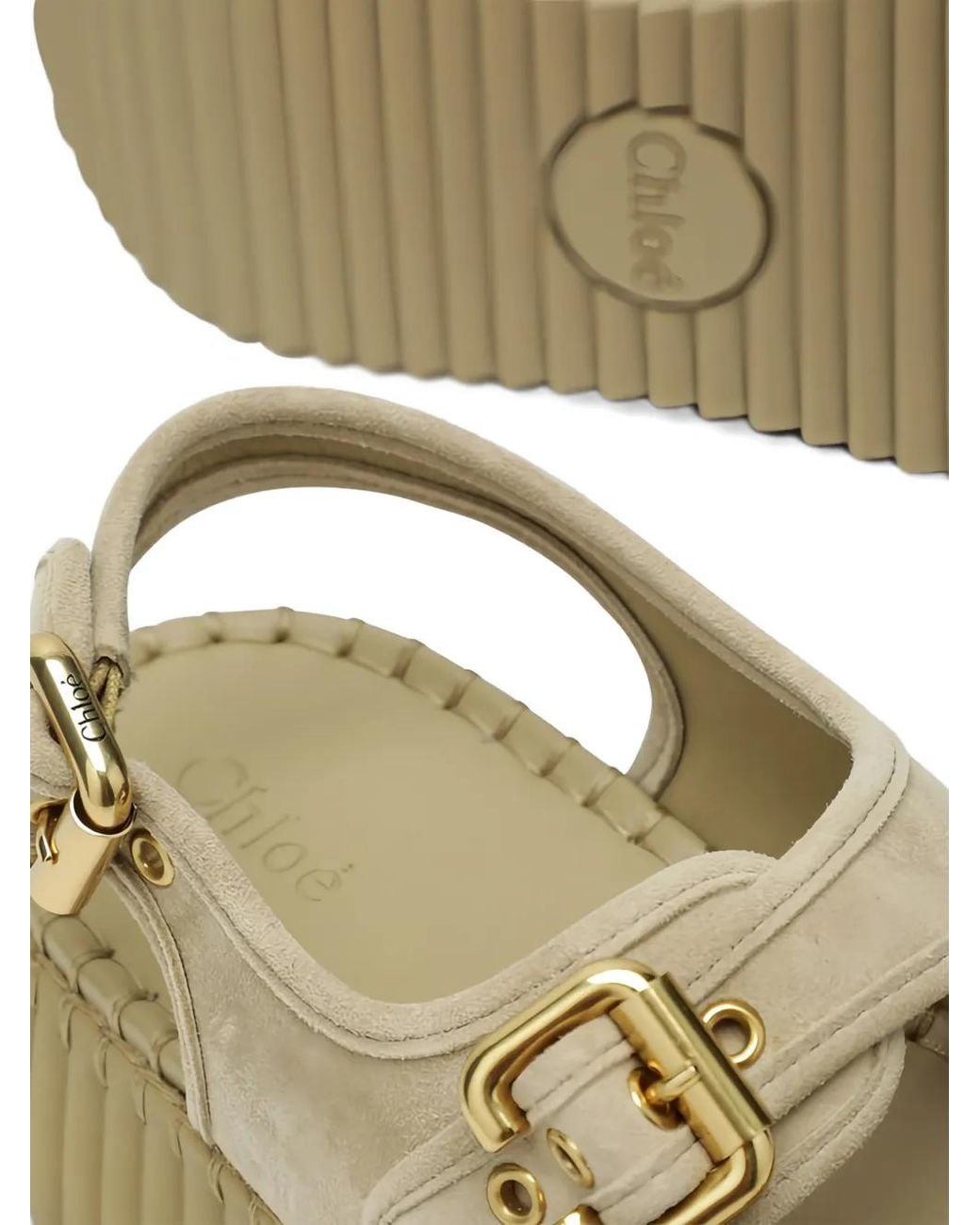 Chloé Metallic Buckle-Strap Sandals