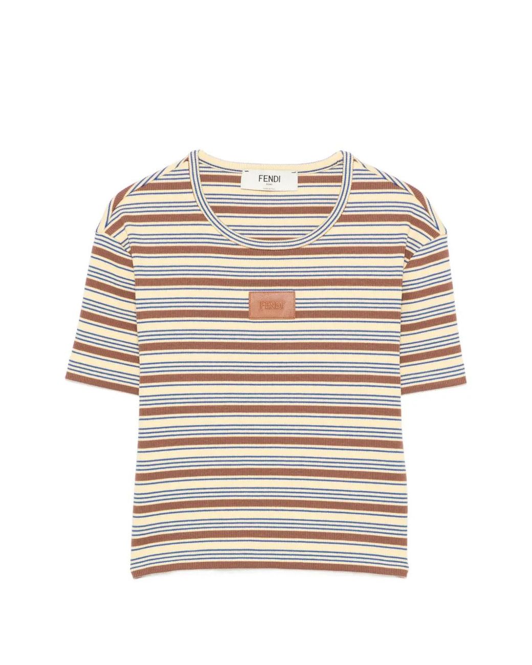 Fendi White Multicolour Striped Cotton Jumper