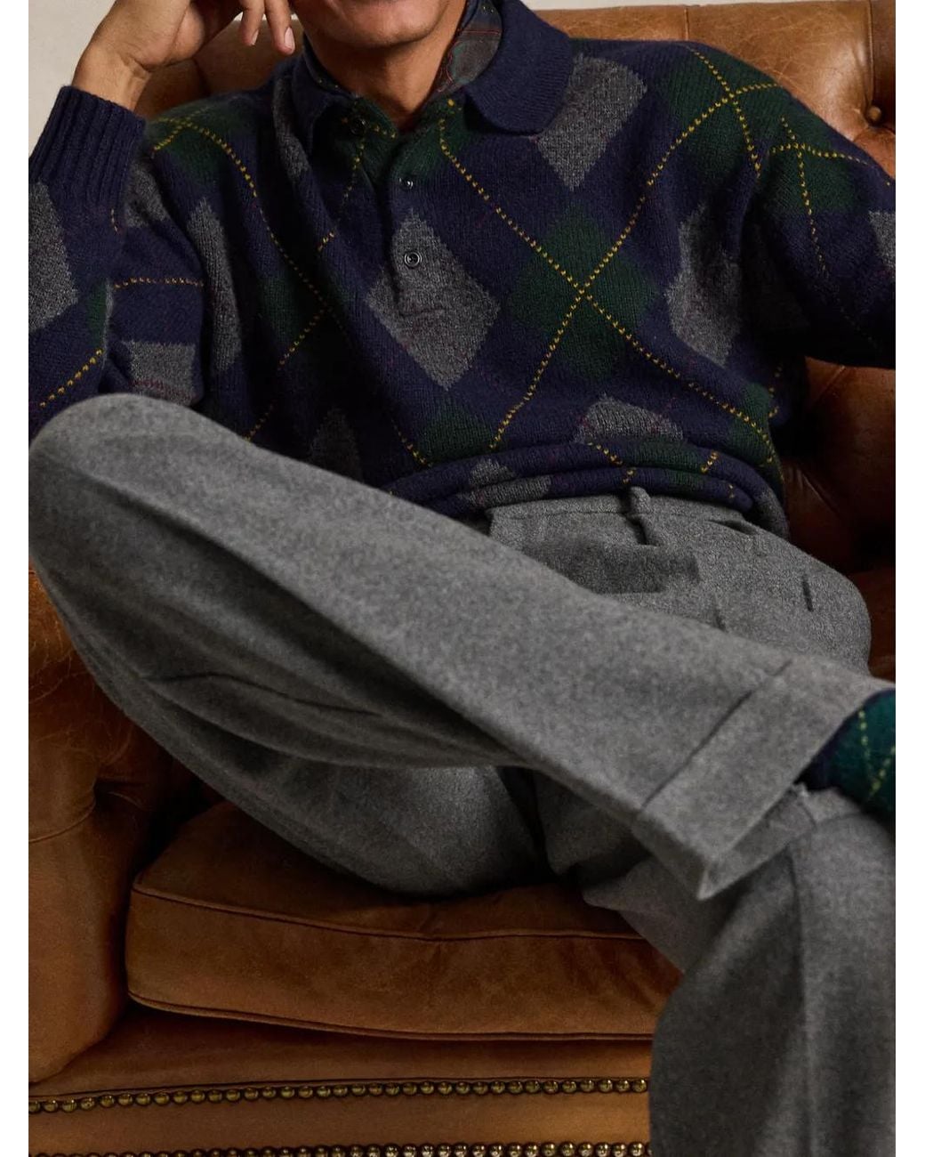 Polo Ralph Lauren Blue Relaxed Fit Argyle Wool-Mohair Jumper for men