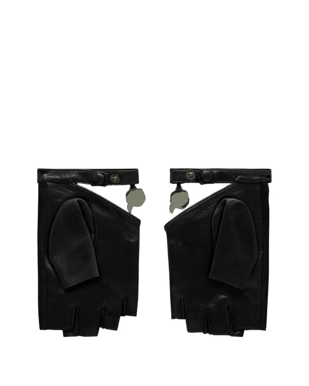 Karl Lagerfeld Black Ikon Fingerless Rhinestone Gloves
