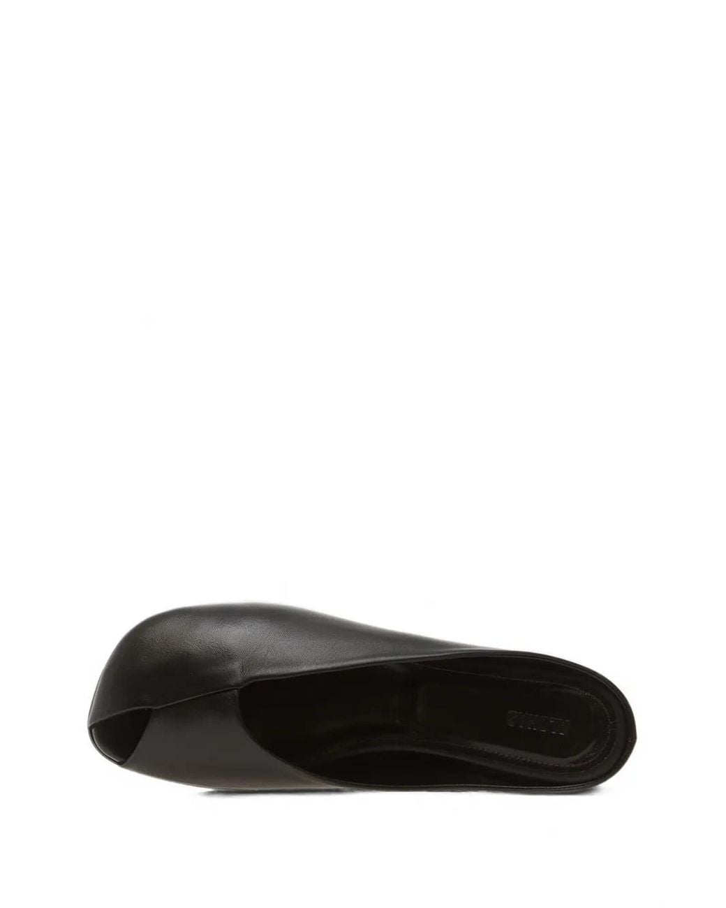 Alohas Black Peep-Toe Leather Flat Sandals