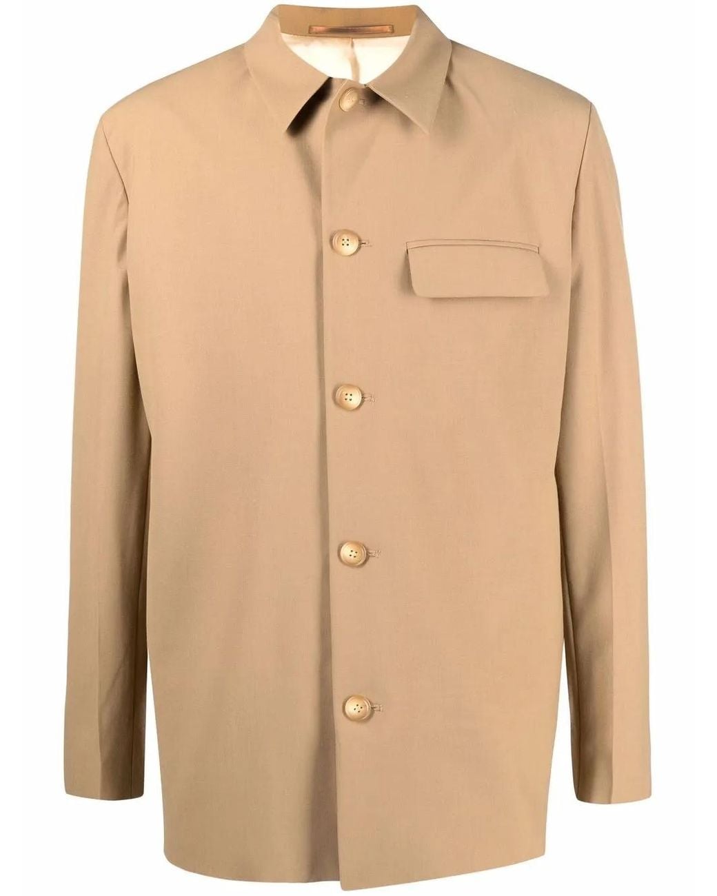 Nanushka Natural Button-Up Tailored Overshirt for men