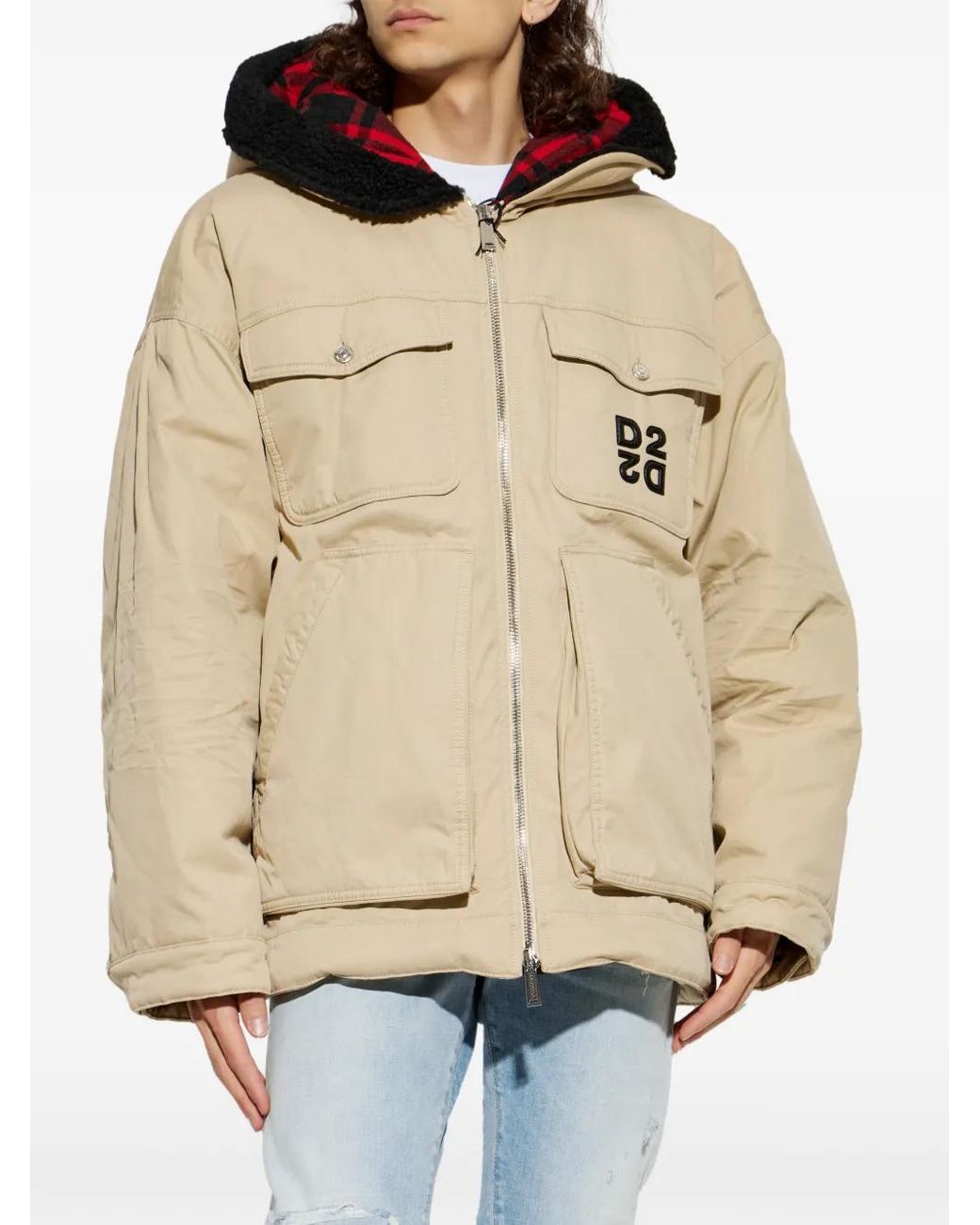 DSquared² Natural Logo-Patch Hooded Jacket for men
